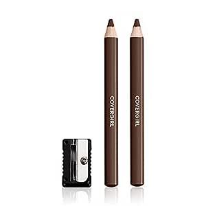 COVERGIRL Easy Breezy Brow Fill + Define Pencils, 2-count, Rich Brown Eye Pencil, Brown Eyebrow Pencil, Blendable Pencil Fill and Defined Brows, Sharpener Included