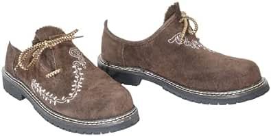 Lederhosen Shoes, Haferl Shoes, Trachten Shoes in Dark Brown w/Embroidery