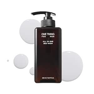 ONE THING FOR MEN All in One Deo Wash 16.9 fl oz | 4-in-1 Body Wash, Face Cleanser, Moisturizing Shampoo & Conditioner for Men's Sensitive Skin | Korean Skin Care