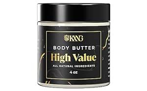 KXNG Cosmetics Body Butter for Men l 4oz Coconut Oil & Shea Butter Moisturizing and Hydrating Body Butter l Gifts for Him for Birthday, Anniversary, Special Occasion (High Value)