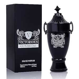 Victorious Gunmetal for Men - Fascinating Heart of Olibanum & Lavender - Spray Cologne for Everyday Use - Powerful and Intense Fragrance - Elegant 100 ml Bottle Precious Gift for Man