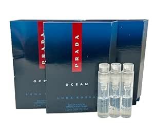 Prada OCEAN Luna Rossa EDT Sample Perfume Men Spray MINI SMALL Travel Size 1.2 ML / 0.04 - set of 3
