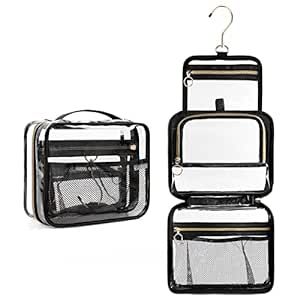 CUBETASTIC Hanging Toiletry Bag, Clear Makeup Bags for Travel Essentials TSA Approved Clear Bag Transparent Cosmetic Organizer Pouch for Women Men Portable Make Up Case with Handle