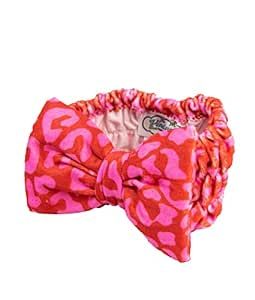 The Vintage Cosmetic Company Poppy Make Up Headband, Skincare Headband Hold Back Hair, Soft and Comfy Makeup Headband, Beauty Accessory, Pink and Red Leopard Print Design