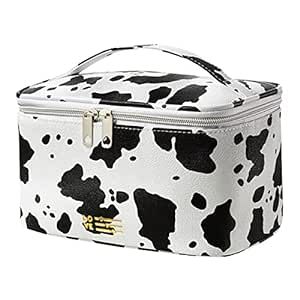 Cute Makeup Bag Small Cosmetic Bags for Women Medium Pouch Toiletry Bag Waterproof Organizer (Cow)