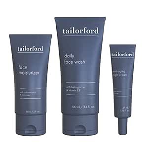 Tailorford Unisex 3 Step Skin Care Routine including Face Wash, Moisturizer and Night Cream, Skin Care Set for Men and Women, Travel Size