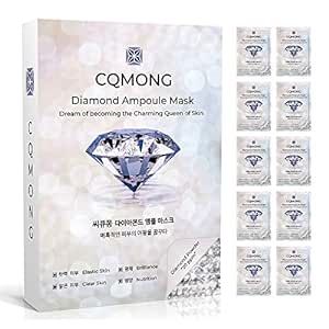CQMONG Diamond Ampoule Sheet Mask (pack of 10) Korean Collagen Face Facial Mask Pack for Elastic Skin, Vitality, Moisture, Brilliance, Nutrition, Skin Soothing | Skincare