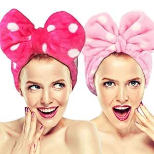 Hairizone Cosmetics Headbands for Washing Face Shower Spa, Soft and Cute Big Bowknot Hair Bands for Women and Girls (Roseo/Pink)