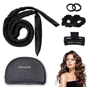 Heatless Hair Curler-No Heat Curling Headband with Hair Clip and Cosmetic Bag Natural Soft Velour DIY Hair Rollers Styling Tool for Sleep in Overnight