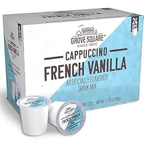 Grove Square Cappuccino Pods, French Vanilla, Single Serve , 24 Count (Pack of 1)