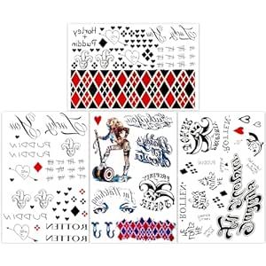 4 Sheets HQ Tattoos, BASUWU Large-Size Waterproof Halloween Fake Tattoos - All Versions - Look Real and Last Long, Perfect for Men Women Halloween Cosplay Masquerade Party Makeup Accessories
