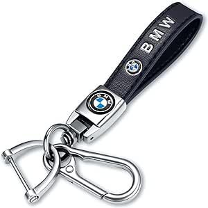 Sucoines Genuine Leather Car Keychain Keyring Accessories Compatible with BMW Series Car Keychains Family Present for Man and Woman(Black)