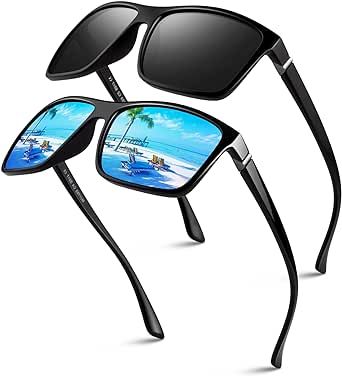 GQUEEN Retro Polarized Sunglasses Men Womens Sports UV400 Protection Rectangular Square Frame