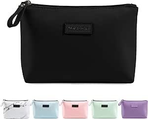 Cosmetic Bags for Women Small Makeup Bag for Purse Pu Leather Makeup Pouch Travel Makeup Bag with Zipper Make Up Bag for Travelling (Black)