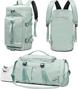 Gym Bag for Women and Men Sports Duffle Bag Travel Backpack Weekender Overnight Bag with Shoes Compartment Green - MIYCOO 42L