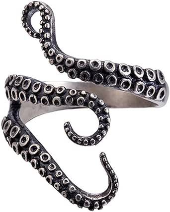BRBAM Adjustable Punk Style Octopus Tentacle Ring Unisex Devilfish Jewelry Gift