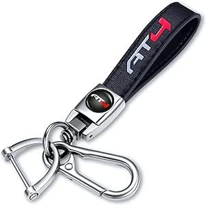 Incredikoo Genuine Leather Car Keychain Keyring Accessories Compatible with GMC AT4 Car Keychains Family Present for Man and Woman(Silver)