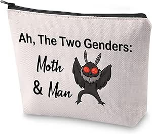 BLUPARK Mothman Cosmetic Bag Cryptozoology Gift Ah The Two Genders Moth And Man Makeup Bag Birdman Gift (Ah The Two Genders)