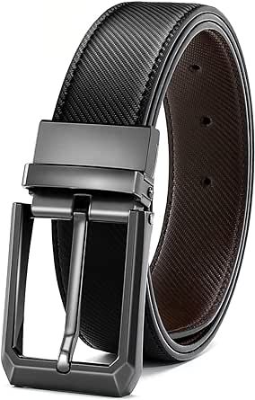 Titosha Leather Reversible Belt for Men, Men's Two-In-One Dress Belt One Belt Two Colours