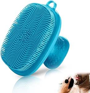 Silicone Face Scrubber for Men Facial Cleansing Brush Silicone Face Wash Brush Manual Waterproof Cleansing Skin Care Face Brushes for Cleansing and Exfoliating (Blue)