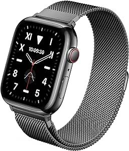 2023 Patent Bands Compatible with Apple Watch Band 38mm 40mm 41mm 42mm 44mm 45mm 49mm for Women Men, Magnetic Stainless Steel Bands for iWatch Series 9 8 7 6 5 4 3 SE Ultra 2 1 (49mm/45mm/44mm/42mm, Black)