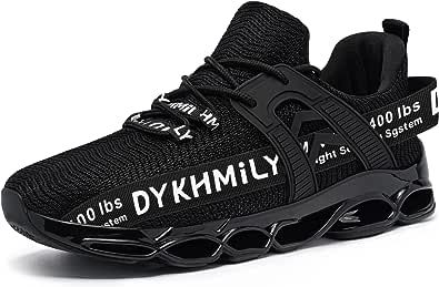 DYKHMATE Steel Toe Wide Shoes for Men Lightweight Fashion Safety Sneakers Breathable Comfortable Safety Toe Slip On Tennis Shoes for Work