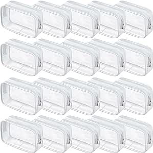 20 Pack Clear Cosmetics Bags for Women Men PVC Makeup Bags with Zipper Waterproof Toiletry Organizer Case for Travel Bathroom (White)