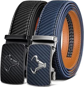 BULLIANT Men belt 2Pack, Leather Ratchet Belt for Men Dress Casual Jeans1 3/8",Cut for Fit