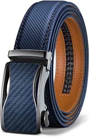 BULLIANT Mens Ratchet Belt, Leather Adjustable Slide Belt For Mens Dress Casual Pant 1 3/8",Size Adjustable