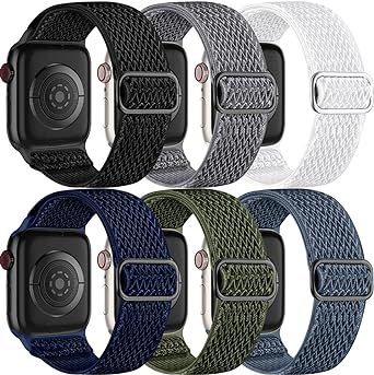 Lerobo 6 Pack Stretchy Braided Bands Compatible with Apple Watch 44mm 45mm 42mm 49mm 41mm 40mm 38mm Women Men,Elastic Nylon Solo Loop Sport Strap Accessories for iWatch Series Ultra 8/7/6/5/4/3/2/1/SE