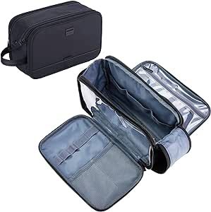 ZEEMO Toiletry Bag for Men, Extra Large Water-resistant Dopp Kit with Double Side Full Open Design, Shaving Bag for Toiletries and Shaving Accessories for Long Travel, Black