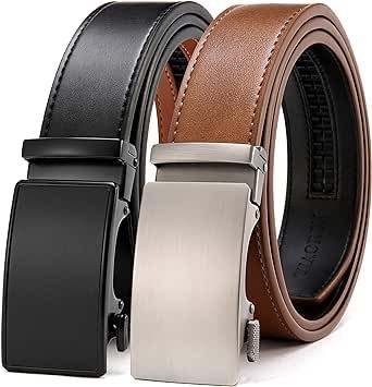 CHAOREN Ratchet Belts for Men 2-Pack - Stylish Leather Belts in Gift Set 35mm
