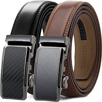 CHAOREN Mens Belts Leather Ratchet 2 Pack - Mens Dress Belt 1 1/4" in Gift Set Box - Meet Almost Any Occasion and Outfit