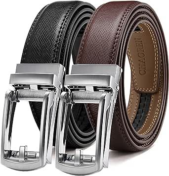 CHAOREN Click Belt for Men 2 Pack - Mens Dress Belt 1 1/4" in Gift Set Box - Design Belt Meet Almost Any Occasion and Outfit
