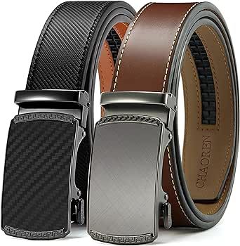 CHAOREN Ratchet Belts for Men 2-Pack - Stylish Leather Belts in Gift Set 35mm